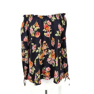 New Flynn Skye Bobby Floral Top Womens L Pastel Blooms Peasant Off Shoulder